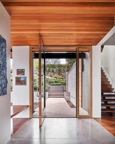 an open entry way with stairs leading up to it