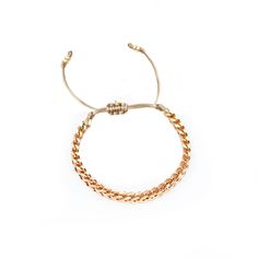 This chain bracelet is the perfect staple for any look! 14k real gold thick plated brass, silky cord, adjustable. Handmade (with good vibes) in the USA. 14k real gold thick plated brass, silky cord. Keep away from water. Trendy Adjustable Jewelry, Adjustable Gold Friendship Bracelet, Casual Adjustable Chain Bracelet, Chic Adjustable Yellow Gold Bracelet, Chic Adjustable Gold Bracelet For Gift, Chic Adjustable Rose Gold Bracelet, Bohemian Gold Resizable Friendship Bracelets, Gold Bohemian Resizable Friendship Bracelets, Gold Bracelets With Sliding Knot For Friendship