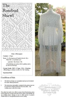 the rosebud shawl pattern is shown in white