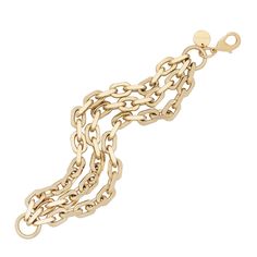 The Triple Layer Lennon bracelet is made from our thick brass link chain and fastened with a with lobster clasp. Material: Brass Plating available: 10K Gold or Rhodium-Silver Chain measures: 8.4mm wide Bracelet has a clear protective coating to prevent from quick wear and tarnishing. Each link: 13.1mm long & 2.2mm thick Clasp Measures: 19mm long Available in the following Lengths: 6", 7", 8", 9" Our jewelry is always handcrafted from sustainable materials in the USA. Wide Bracelet, Gold Accessories, Chain Link Necklace, Gift Accessories, Link Necklace, Sustainable Materials, 10k Gold, Silver Bracelets, Link Chain