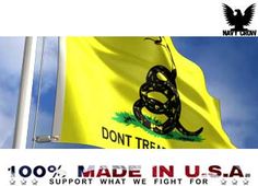 a flag with the words don't tread made in usa and an image of a snake on it