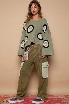 POL Berber Peace Sign Sweater in Dried Basil – June Adel Umgee Clothing, Consuela Bags, Dried Basil, Umgee Dress, Umgee Tops, Short Cardigan, Chenille Sweater, Love Clothing, Sweater Making