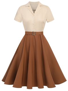 Khaki 1950s Snow White Style Button Dress 1950s Clothes Aesthetic, 1950s Womens Fashion Dresses, 1950 Style Dresses, Fall Dresses Church, 1939 Fashion Women, Classy 1950s Fashion, White Christmas Fashion, 1950s Southern Fashion, 1950s Female Fashion