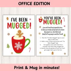 two christmas cards with the words i've been mugged and you've been mug