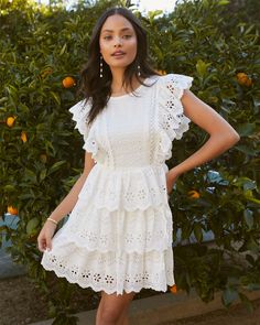 White % Lumina Eyelet Embroidered Mini Dress-1 Picnic Shoot, Coquette Clothing, Spring Picnic, Eyelet Maxi Dress, Embroidered Mini Dress, White Eyelet Dress, Wedding Vision, White Cotton Dress, Beach Photo