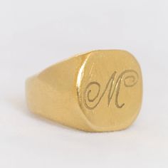 14k solid gold personalized signet ring for men & women. Unisex engraved monogram initial custom yellow gold signet ring. Mens gifts Gold Engraved Ring With Initials For Everyday, Gold Signet Ring With Initials For Everyday, Everyday Gold Signet Ring With Initials, Personalized Yellow Gold Signet Ring For Everyday, Classic Formal Signet Ring With Initials, Everyday Yellow Gold Signet Ring With Initials, Classic Everyday Initial Ring, Classic Gold Signet Ring With Engraving Option, Classic Signet Ring With Initials