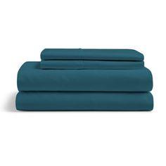 the sheets and pillowcases are made in dark teal blue, which is very soft