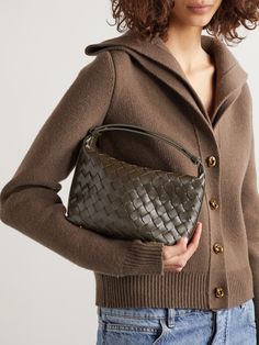 Bottega Veneta's 'Mini Wallace' bag is crafted from leather using its signature intrecciato technique - the iconic weave has defined the brand's accessories since the early '70s. Perfect for days when you don't have much to carry, it's topped with a structured handle and has enough space for your wallet, phone and makeup compact. Bottega Mini Wallace, Bottega Wallace, Designer Things, Porter Bag, Bottega Bag, Makeup Compact, Bottega Veneta Bag, Dream Bags, Comfortable Life