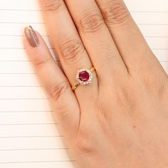 Natural red Rose ruby ring for her , women ring, Statement ring, Purpose ring, Promise ring, Handmade ring, Handmade jewelry, Gift for her. *Other Similar Jewelry Available Here* https://www.etsy.com/shop/AreebaJewelry Details:- Gemstone - Red Rose Ruby  Stone Color Available - Natural Red Stone Setting - Prong Quality - AAA Grade Stone Size - 5 MM Rize Size - 5 US TO 9 US Available Type - 100% Natural Opal Shipping service - Free worldwide shipping service About AreebaJewelry:- AreebaJewelry takes great pride in the design and craftsmanship of our fine jewelry pieces. We use only the finest materials and the highest manufacturing standards. We strive to make sure every jewelry piece we design is perfect. ♥️ More Matching collections are available to purchase HERE: - https://www.etsy.com/s Dainty Red Solitaire Ruby Ring, Fine Jewelry Ruby Diamond Ring For Promise, Fine Jewelry Rose Gold Ruby Ring With Halo Design, Fine Jewelry Ruby Ring With Halo Design, Ruby Ring With Prong Setting For Promise, Red Dainty Birthstone Ring With Prong Setting, Dainty Ruby Birthstone Ring For Formal Occasions, Ruby Open Ring With Prong Setting, Ruby Open Promise Ring