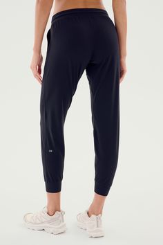 Our classic relaxed fit jogger in a new updated fit. Super soft Airweight fabric, designed for maximum versatility. BEST FOR: any workout or for casual wear. Model is 5'10" and wears a size small. Black Breathable 4-way Stretch Pants, Black Casual Joggers For Running, Casual Black Joggers For Running, Casual Black Running Sweatpants, Functional Athletic Fit Joggers With Elastic Waistband, Black 4-way Stretch Yoga Pants For Jogging, Black Go-dry Joggers For Running, Go-dry Black Joggers For Running, Athleisure Joggers With Moisture-wicking