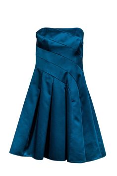 Current Boutique-ABS by Allen Schwartz - Strapless Teal A-Line Dress Sz 6 Classic Heels, Classic Dress, Something Blue, Full Skirt, Fashion Street, Party Time, Pleated Skirt, Skater Skirt, A Line Dress