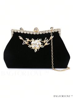 BagForLove - Chic Black Velvet Diamond Evening Bag with a Touch of Glamour Black Pouch Evening Bag For Wedding, Luxury Black Shoulder Bag For Weddings, Luxury Black Shoulder Bag For Wedding, Black Handheld Bag For Wedding, Glamorous Black Bag For Gift, Glamorous Black Bag For Gifts, Chic Black Shoulder Bag For Wedding, Glamorous Black Evening Bag, Chic Black Wedding Shoulder Bag