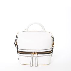 White leather backpack Luxury White Satchel For On-the-go, On-the-go Backpack With Top Handle And Zipper, On-the-go Backpack With Zipper Closure And Top Handle, Leather Crossbody Backpack For Errands With Zipper, White Travel Satchel With Removable Pouch, White Satchel With Removable Pouch For Daily Use, White Satchel For Everyday Use, White Top Handle Shoulder Bag For Travel, White Satchel With Adjustable Strap