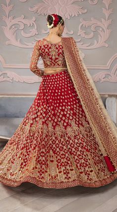 Red Semi-stitched Anarkali Set For Reception, Red Salwar Kameez With Traditional Drape For Reception, Floor-length Red Salwar Kameez For Reception, Red Floor-length Dupatta With Dabka Work, Red Floor-length Gown For Traditional Ceremonies, Red Gown With Sheer Dupatta For Diwali, Red Floor-length Traditional Wear For Diwali, Red Salwar Kameez With Dupatta For Reception, Red Gown With Dori Work For Navratri