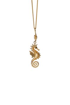 Gold Horse Design Pendant Necklace, Gold Pendant Necklace With Horse Design, Elegant Gold Jewelry With Horse Design, Elegant Yellow Gold Jewelry With Horse Design, Seahorse Jewelry, Knotted Rope, Seahorse Necklace, Facial Features, Karen Walker