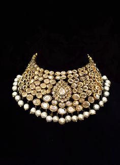 Bridal Kundan pearl choker set Glamorous Kundan Jewelry For Wedding, Elegant Kundan Choker Necklace With Tilla, Elegant Kundan Choker Necklace, Elegant Kundan Choker Necklace For Formal Occasions, Elegant Kundan Choker For Formal Occasions, Tilla Choker Jewelry For Reception, Tilla Choker For Reception, Elegant Formal Kundan Choker Necklace, Tilla Choker For Reception Occasion