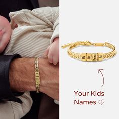 "Introducing our exquisite Dad Bracelet with Kids Names, a perfect gift for every proud father out there. Crafted with love and attention to detail, this bracelet reflects the deep bond between a dad and his little ones. Made from high-quality materials, this bracelet is not only timeless but also durable, ensuring that it will be a cherished keepsake for years to come. Whether it's Father's Day, a birthday, or any special occasion, this Dad Bracelet with Kids Names will make a heartfelt and sen Adjustable Nameplate Bracelets For Mother's Day, Adjustable Nameplate Gold Bracelet For Birthday, Adjustable Gold Nameplate Bracelet For Birthday, Engraved Bracelets For Birthday And Mother's Day, Anniversary Jubilee Bracelet For Mother's Day, Name Bracelets For Birthday Gift, Adjustable Name Bracelets As Gifts, Personalized Bracelets For Father's Day, Jubilee Bracelet For Anniversary On Mother's Day