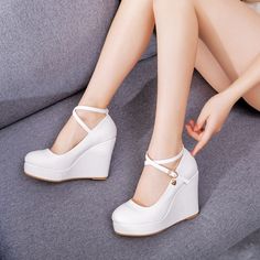 Gender: For WomenStyle: Fashion,KoreanOccasion: Casual,Party/Club,Office/CareerHeel Height: 10.5cmPlatform Height: 3cmSeason: Spring,Summer,Fall/Autumn,WinterPackage Contents: 1 x Shoes (Pair)Please see our size guide as below, you can choose the size according to your foot length and width.If your foot is a little wide and thick, we suggest you choose 1 size larger.Size Guide:28 = foot length 18.5-19cm (Foot width=6.5-7cm)29 = foot length 19-19.5cm (Foot width=7cm)30 = foot length 19.5-20cm (Fo Cross Belt, Football Game Outfit, Womens Golf Shoes, Strap Wedge, Wedge Pumps, Womens Athletic Shoes, Tennis Clothes, Womens Shoes High Heels, Platform Wedge