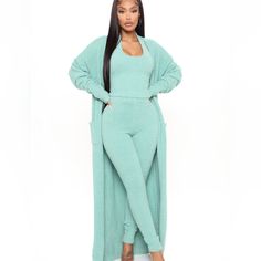 - 3 Piece Set - Halter Neck Shirt - Sea Foam Green - Never Worn/ Washed - Thick, Fuzzy Material Comfy Street Style, Yodit Yemane, Loungewear Outfits, Lounge Outfit, Loungewear Women, Fancy Pants, Curve Dresses, Curvy Outfits, Womens Loungewear