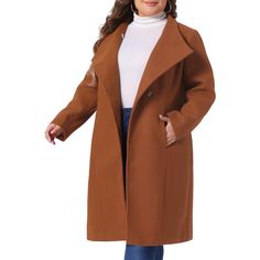 The fall trench coat is perfect to pair with jeans skirt leggings or wearing a sweater or anything underneath, will be nice for between seasons. These long winter coats for women are the perfect addition to your closet; bring this coat along on your trek to work, wear it on vacation, or as part of your daily outfit. This length coat with long sleeves will keep you warm in the fall and winter, while also allowing you to showcase your charm. It can match you to various occasions, with the proper t Fall Trench, Trench Coat Fall, Long Overcoat, Winter Outwear, Plus Size Winter, Long Winter Coats, Jeans Skirt, Long Winter, Trench Coats Women