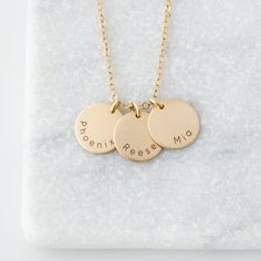 "Keep your little ones close to your heart with this personalized name necklace! It's great for layering, a wonderful minimalist piece, perfect gift for your wife, girlfriend, Mother's Day gift or simply to treat yourself! Engraved and hand assembled with care and love, it comes in 14k gold fill, rose gold fill, or sterling silver. HOW - TO - ORDER 1. Select your options from the drop down menu see photo for font styles and symbol options 2. Chain length options are 16\", 18\" & 20\". For ad Gift For Mom From Daughter, Necklace Mom, Unique Gifts For Mom, Chain Extenders, Mom Necklace, Font Styles, New Mom, Name Necklace, Mom Gift