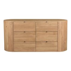 the sideboard is made from wood and has six drawers