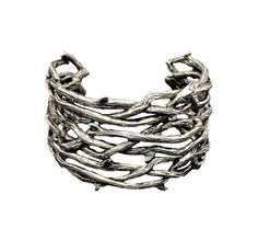 Gothic Jewelry - Large Thorn Cuff Bracelet -Thorn Branches - Vampire Jewelry - Cuff Bracelet - Entwined Thorns -Silver Thorn Bracelet 30% Off Marked down from $86.00 to $60.00! Large Thorn Cuff Bracelet is made of entwined branches with thorns and measures 1.6 inches wide across the top and is a standard women's cuff size ( 2.25 inches across the inside, 5 inches wrapped around the wrist). Cast in bronze with an antique silver finish.Please visit my Etsy store to see more moon designs in the Nec Cheap Gothic Metal Bracelets, Thorn Bracelet, Bracelet Gothic, Chunky Silver Bracelet, Vampire Earrings, Vampire Necklace, Vampire Jewelry, Large Cuff Bracelet, Silver Cross Bracelet