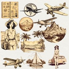 an image of various vintage travel related items