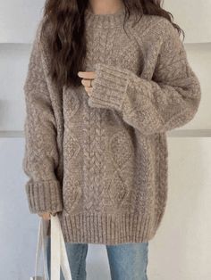 Style: Casual. Street

Color: Khaki.Beige

Fabric Content: Polyester. Chlorine

Fit Type: Loose fit

Neckline: Crew Neck

Sleeve Length: Long Sleeve Beige Pullover, Camel Sweaters, Pullover Outfit, Cable Knit Jumper, Beige Fabric, Sweaters Online, Pullover Sweater Women, Beige Sweater, Mode Inspiration