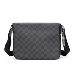 Small-Monogram-Messenger-Bag-front Classic Black Portable Shoulder Bag, Classic Portable Satchel Shoulder Bag, Classic Portable Shoulder Satchel, Vintage Black Shoulder Bag For On-the-go, Retro Portable Shoulder Bag, Retro Business Crossbody Shoulder Bag, Retro Black Shoulder Bag For Business, Retro Rectangular Business Shoulder Bag, Black Retro Shoulder Bag For Business