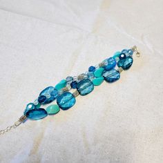 Aqua Blue with Silver Accents Beaded Three Strand Bracelet by DelSolDesignStudio on Etsy Three Strand Bracelet, Hippie Bracelets, Square Pendant, Tucson Az, Strand Bracelet, Blue Bracelet, Silver Accents, Acrylic Beads, Tucson