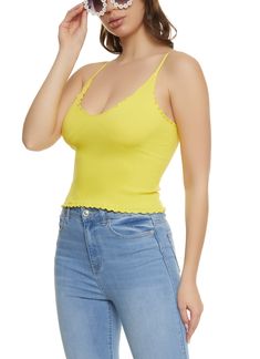 Ambiance, Sleeveless, V-Neck, Cami, Cropped Hem, Adjustable Strap(s), Lettuce Edge, Solid, Ribbed Knit, Item Number 1301054263958 Rainbow Shop, Item Number, Lettuce, Womens Clothing Tops, Ribbed Knit, Crop Tops, V Neck, Collage, Knitting