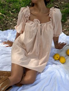 Darling Mini Dress | Bermuda Stripe - Mini Dress Bermuda Vacation Outfits, Southern Summer Outfits, Bermuda Outfits, Picnic Aesthetic Outfit, Babydoll Dress Outfit, Vest Ideas, Striped Summer Dress, Mini Babydoll Dress, Church Fits