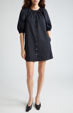 STAUD Vincent Stretch Cotton Mini Shirtdress | Nordstrom Frilled Collar, Summer Wardrobe Essentials, Cotton Shirt Dress, Made Clothing, Poplin Shirt, Shirtdress, Comfortable Dress, Toddler Girl Outfits, Ulla Johnson