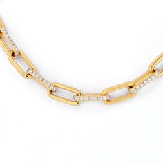 Elevate your style and captivate hearts with our exquisite 18K Yellow Gold 25 Carats Diamond Link Chain Necklace. This is no ordinary necklace; it's a testament to luxury and elegance. Crafted with meticulous attention to detail, this paper clip-inspired diamond link chain necklace is a true masterpiece.Made from solid 18K Yellow Gold, this necklace is a symbol of opulence and refinement. Each link is adorned with shimmering round-cut diamonds, creating a breathtaking display of brilliance. The Diamond Chain Necklace, Diamond Birthstone, Link Chain Necklace, Diamond Chain, Tennis Necklace, Diamond Design, Metal Necklaces, Chain Link Necklace, Round Cut Diamond