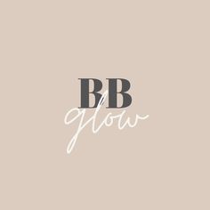 the word bb glow written in white on a beige background