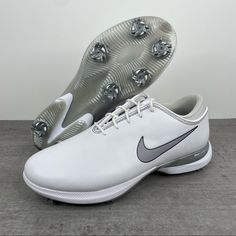 Nike Air Zoom Victory Tour 2 Golf Shoes Men’s Size 9.5, 11 White/Gray Cw8155-100 Brand New Without Golf Sneakers With Rubber Sole And Round Toe, Leather Low-top Golf Sneakers, White Slip-on Golf Shoes With Cushioned Footbed, White Cushioned Slip-on Golf Shoes, Nike Low-top Golf Sneakers, White Synthetic Golf Shoes With Boost Midsole, White Golf Shoes With Rubber Sole For Sports, White Golf Shoes With Cushioned Footbed And Round Toe, White Golf Shoes With Cushioned Footbed