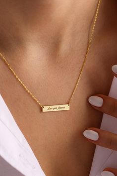 Rectangular Engraved Jewelry For Birthday Gift, Engraved Rectangular Jewelry For Birthday Gift, Elegant Rectangular Bar Necklace As Gift, Elegant Rectangular Bar Necklace For Gift, Gift Rectangular Pendant Bar Necklace, Elegant Rectangular Bar Necklace Gift, Minimalist 16-inch Jewelry As A Gift, Nameplate Clavicle Chain Necklace As Gift, Clavicle Chain Nameplate Necklace As Gift