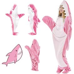 PRICES MAY VARY. NOTE: We recommend ordering a size larger than your regular size. FUN AND COMFORTABLE: The newly designed shark blanket is more flexible to wear, compared with ordinary wearable blankets, the shark costume can wrap the whole body. It helps you get into shark role play every time you wear it. SUITABLE FOR EVERYONE: Functions as a blanket and pajamas. Our sizes from small to plus size, making them perfect for everyone. No matter your age or size. GREAT COUPLES GIFT: The blanket ho Shark Sleeping Bag, Shark Onesie, Shark Blanket, Shark Costume, Pink Shark, Shark Costumes, Shark Hoodie, Blanket Hoodie, Dog Collars & Leashes