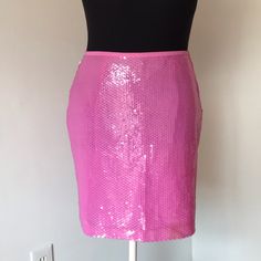 Carole Little Silk Sequence Vintage Legally Blonde, Barbie Pink, Y2k Style Skirt. Side Zipper. New With Tags. Size 10. Small Little Stain On Back Of Waistband. Fitted Lined Mini Skirt For Party, Fitted Mini Skirt For Party Season, Summer Y2k Party Skirt, Y2k Style Summer Party Skirt, Pink Skirt For Night Out During Party Season, Pink Pencil Mini Skirt For Night Out, Pink Fitted Mini Skirt For Party Season, Fitted Mini Skirt For Disco, Disco Mini Skirt Fitted