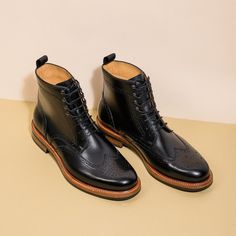 Nolan Brogue Boots – Beckett Simonon Formal Wingtip Lace-up Boots For Winter, Winter Formal Lace-up Boots With Brogue Detailing, Classic Lace-up Chelsea Boots For Formal Occasions, Winter Business Lace-up Boots With Brogue Detailing, Formal Ankle Martin Boots With Leather Sole, Formal Martin Boots With Leather Sole, Luxury Moc Toe Business Boots, Formal Lace-up Boots With Vibram Sole, Luxury Goodyear Welted Chelsea Boots With Round Toe