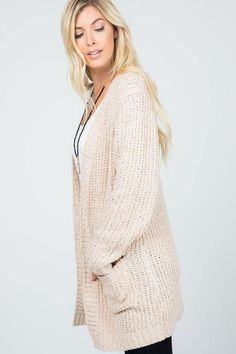 Audrie Loose Knit Classic Open Front Cardigan - Jolie Vaughan | Online Clothing Store in Baton Rouge, LA Comfortable Stretch Sweater For Fall, Casual V-neck Cardigan With Soft Texture, Soft Knit V-neck Outerwear, Snug Casual Sweater For Fall, Spring V-neck Chunky Knit Outerwear, Soft Textured Cardigan With Cozy Fit For Loungewear, Winter Loungewear Cardigan In Soft Knit, Cozy Stretch Sweater For Everyday, Cozy Fit Cardigan With Soft Texture For Loungewear