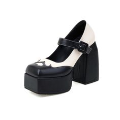 Double Colors Mary Janes Chunky High Heels Platform Heart Shape Buckle Heels | Up2Step Buckle Heels, Color Block Heels, Chunky Heel Pumps, Women Platform Shoes, Heels Platform, Platform Mary Janes, Womens Summer Shoes, Super High Heels, Chunky High Heels