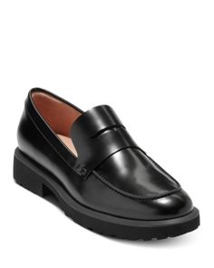 Cole Haan Women's Geneva Slip On Penny Loafer Flats Cole Hann, Leather Loafers Women, Cole Haan Women, Black Loafers, Penny Loafer, Black Box, Penny Loafers, Black Flats, Geneva