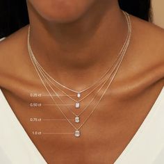 Moissanite ring setting styles, advantages, and trends, guide Emerald Cut Moissanite, Moissanite Necklace, Types Of Diamonds, Diamond Solitaire Necklace, White Gold Chains, Sparkle Jewelry, Moissanite Earrings, Rose Gold Chain, Solitaire Necklaces