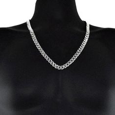 24" x 10MM Cuban Curb hip hop chain. Bright silver plated finish over base metal. Lobster claw clasp to lock your necklace. Has good weight to it at a solid 65 grams. 30 day money back satisfaction guarantee. 100% FREE SHIPPING in USA. Order now! Hip Hop Chains, Base Metal, Lobster Claw, Silver Plate, Diamond Necklace, Silver Plated, Chain Necklace, Silver Necklace, Hip Hop