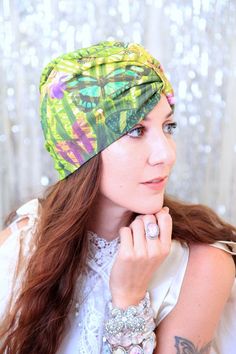 This wearable art fashion turban features exclusive fabric created from Mademoiselle Mermaid's flower photography!! Cotton jersey knit is super soft 'n lovely to wear and really comes to life in a gorgeous tropical butterfly print. A perfect hair turban for early morning meditations, art walks, film festivals, and leisurely weekend brunches. Tuck your hair up into it for a 1920's take on the item, or let your hair fall loose for a more bohemian vibe. ...Add a sparkly rhinestone jewel for a glamo Multicolor Summer Turban, One Size Fits Most, Spring Beach Turban Adjustable, One Size Spring Beach Turban, One Size Summer Beach Turban, Bohemian Wrap Headwrap One Size, Summer Wrap Turban, Bohemian Style One Size Headwrap, Bohemian One-size Wrap Headwrap, Bohemian Spring Beach Turban