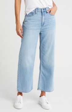 Enjoy the comfort of mid-rise wide-leg jeans cut in a cropped silhouette from soft cotton-blend denim. 27" inseam; 12" front rise (size 26) Zip fly with button closure Five-pocket style 63% cotton, 37% lyocell Machine wash, line dry Imported Cropped Wide Leg Jeans, Comfy Pants, Rag And Bone, Cropped Jeans, Rag & Bone, Wide Leg Jeans, Denim Jeans, Wide Leg, Cotton Blend