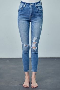 High Rise Ankle Skinny Jeans Embrace classic style with our High Rise Ankle Skinny Jeans. Crafted from a blend of cotton and spandex, these jeans offer a flattering high rise, a figure-hugging skinny fit, and a versatile ankle length. Perfect for a variety of looks. Key Features: High rise Skinny fit Ankle length Knee distress Stretch denim Details: Style: Casual Print/Pattern: Medium Silhouette: Skinny Fit: Skinny Embellishment: Knee Distress Length: Ankle-Length Closure: Button Closure Lining: Curvy Shorts, Curvy Swimwear, Swimwear Dress, Sweatshirt Set, Denim Details, High Waisted Denim, Print Pattern, Instagram Fashion, Bottoms Pants