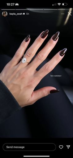 Dark Brown Fall Nails, Fall Nails Dark, Dark Brown Nails, Brown Fall Nails, Fall Nails 2023, Nails Dark, Milky Nails, Brown Fall